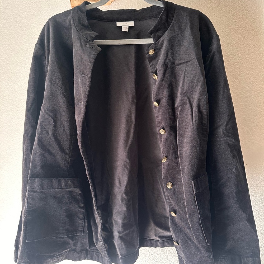 J. Jill Black Utility Jacket with Button Front